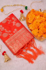 image, DEVANGI Fashion Women&#39;s Floral Silk Blend Patola Woven Dupatta
