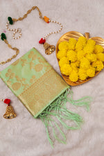 image, DEVANGI Fashion Women&#39;s Floral Silk Blend Patola Woven Dupatta
