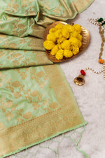 image, DEVANGI Fashion Women&#39;s Floral Silk Blend Patola Woven Dupatta
