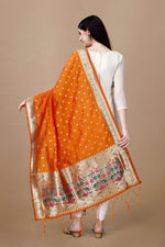 image, DEVANGI Fashion Women&#39;s Floral Silk Blend Patola Woven Dupatta
