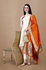 image, DEVANGI Fashion Women&#39;s Floral Silk Blend Patola Woven Dupatta
