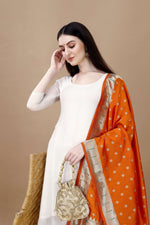 image, DEVANGI Fashion Women&#39;s Floral Silk Blend Patola Woven Dupatta
