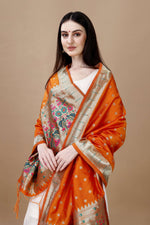 image, DEVANGI Fashion Women&#39;s Floral Silk Blend Patola Woven Dupatta
