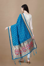 image, DEVANGI Fashion Women&#39;s Floral Silk Blend Patola Woven Dupatta
