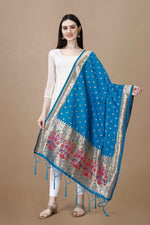 image, DEVANGI Fashion Women&#39;s Floral Silk Blend Patola Woven Dupatta
