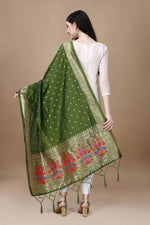 image, DEVANGI Fashion Women&#39;s Floral Silk Blend Patola Woven Dupatta
