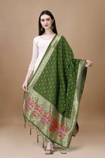 image, DEVANGI Fashion Women&#39;s Floral Silk Blend Patola Woven Dupatta
