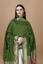 image, DEVANGI Fashion Women&#39;s Floral Silk Blend Patola Woven Dupatta
