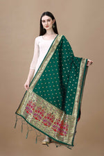 image, DEVANGI Fashion Women&#39;s Floral Silk Blend Patola Woven Dupatta
