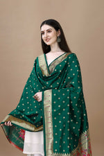 image, DEVANGI Fashion Women&#39;s Floral Silk Blend Patola Woven Dupatta
