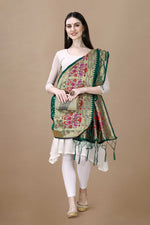 image, DEVANGI Fashion Women&#39;s Floral Silk Blend Patola Woven Dupatta
