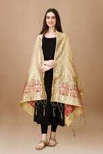 image, DEVANGI Fashion Women&#39;s Floral Silk Blend Patola Woven Dupatta
