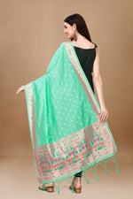 image, DEVANGI Fashion Women&#39;s Floral Silk Blend Patola Woven Dupatta
