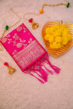 image, DEVANGI Fashion Women&#39;s Floral Silk Blend Patola Woven Dupatta
