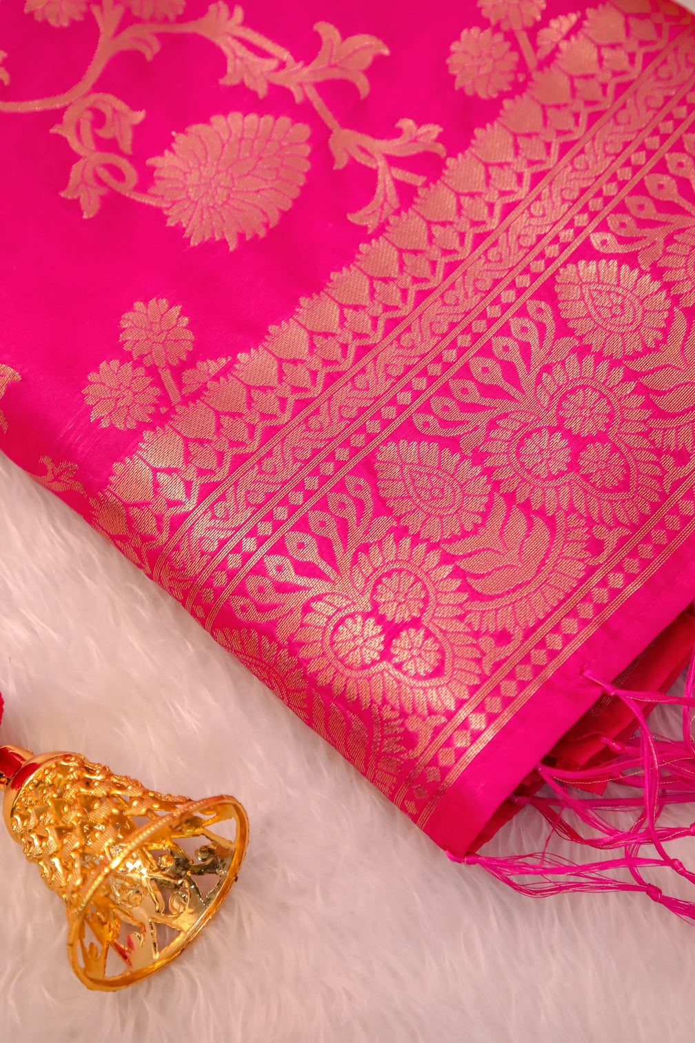 DEVANGI Fashion Women's Floral Silk Blend Patola Woven Dupatta