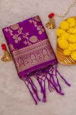image, DEVANGI Fashion Women&#39;s Floral Silk Blend Patola Woven Dupatta
