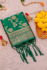 image, DEVANGI Fashion Women&#39;s Floral Silk Blend Patola Woven Dupatta
