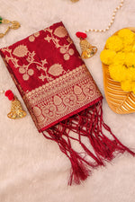image, DEVANGI Fashion Women&#39;s Floral Silk Blend Patola Woven Dupatta
