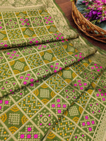 image, DEVANGI Fashion Women&#39;s Floral Silk Blend Patola Woven Dupatta
