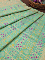 image, DEVANGI Fashion Women&#39;s Floral Silk Blend Patola Woven Dupatta
