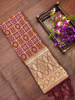 image, DEVANGI Fashion Women&#39;s Floral Silk Blend Patola Woven Dupatta
