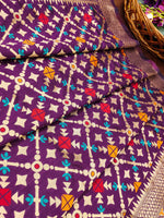image, DEVANGI Fashion Women&#39;s Floral Silk Blend Patola Woven Dupatta
