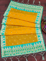 image, DEVANGI Fashion Women&#39;s Floral Silk Blend Patola Woven Dupatta
