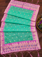 image, DEVANGI Fashion Women&#39;s Floral Silk Blend Patola Woven Dupatta
