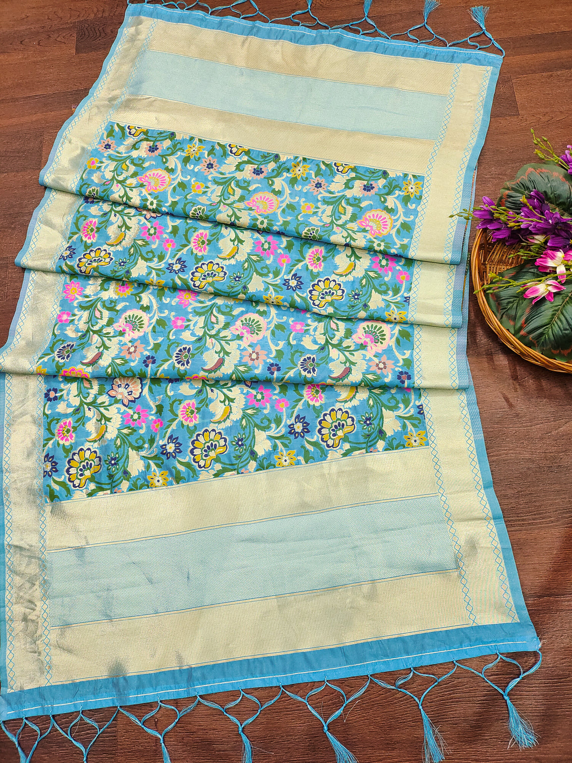 DEVANGI Fashion Women's Floral Silk Blend Patola Woven Dupatta