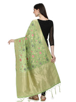 image, DEVANGI Fashion Women&#39;s Floral Silk Blend Patola Woven Dupatta
