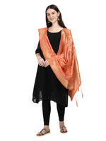 image, DEVANGI Fashion Women&#39;s Floral Silk Blend Patola Woven Dupatta
