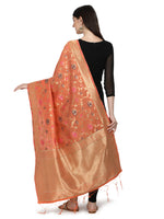 image, DEVANGI Fashion Women&#39;s Floral Silk Blend Patola Woven Dupatta
