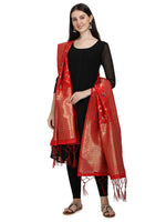 image, DEVANGI Fashion Women&#39;s Floral Silk Blend Patola Woven Dupatta

