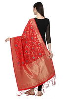 image, DEVANGI Fashion Women&#39;s Floral Silk Blend Patola Woven Dupatta
