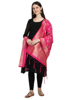 image, DEVANGI Fashion Women&#39;s Floral Silk Blend Patola Woven Dupatta
