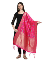 image, DEVANGI Fashion Women&#39;s Floral Silk Blend Patola Woven Dupatta
