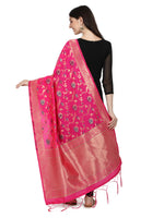 image, DEVANGI Fashion Women&#39;s Floral Silk Blend Patola Woven Dupatta
