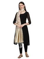 image, DEVANGI Fashion Women&#39;s Floral Silk Blend Patola Woven Dupatta
