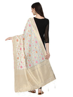 image, DEVANGI Fashion Women&#39;s Floral Silk Blend Patola Woven Dupatta
