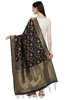 image, DEVANGI Fashion Women&#39;s Floral Silk Blend Patola Woven Dupatta
