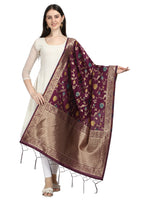 image, DEVANGI Fashion Women&#39;s Floral Silk Blend Patola Woven Dupatta
