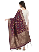 image, DEVANGI Fashion Women&#39;s Floral Silk Blend Patola Woven Dupatta
