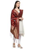 image, DEVANGI Fashion Women&#39;s Floral Silk Blend Patola Woven Dupatta

