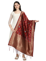 image, DEVANGI Fashion Women&#39;s Floral Silk Blend Patola Woven Dupatta
