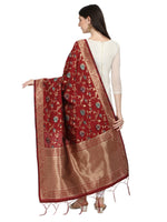 image, DEVANGI Fashion Women&#39;s Floral Silk Blend Patola Woven Dupatta
