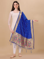 image, DEVANGI Fashion Women&#39;s Floral Silk Blend Patola Woven Dupatta
