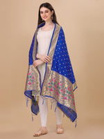 image, DEVANGI Fashion Women&#39;s Floral Silk Blend Patola Woven Dupatta

