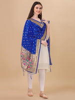 image, DEVANGI Fashion Women&#39;s Floral Silk Blend Patola Woven Dupatta
