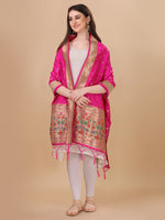 image, DEVANGI Fashion Women&#39;s Floral Silk Blend Patola Woven Dupatta
