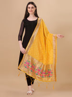 image, DEVANGI Fashion Women&#39;s Floral Silk Blend Patola Woven Dupatta
